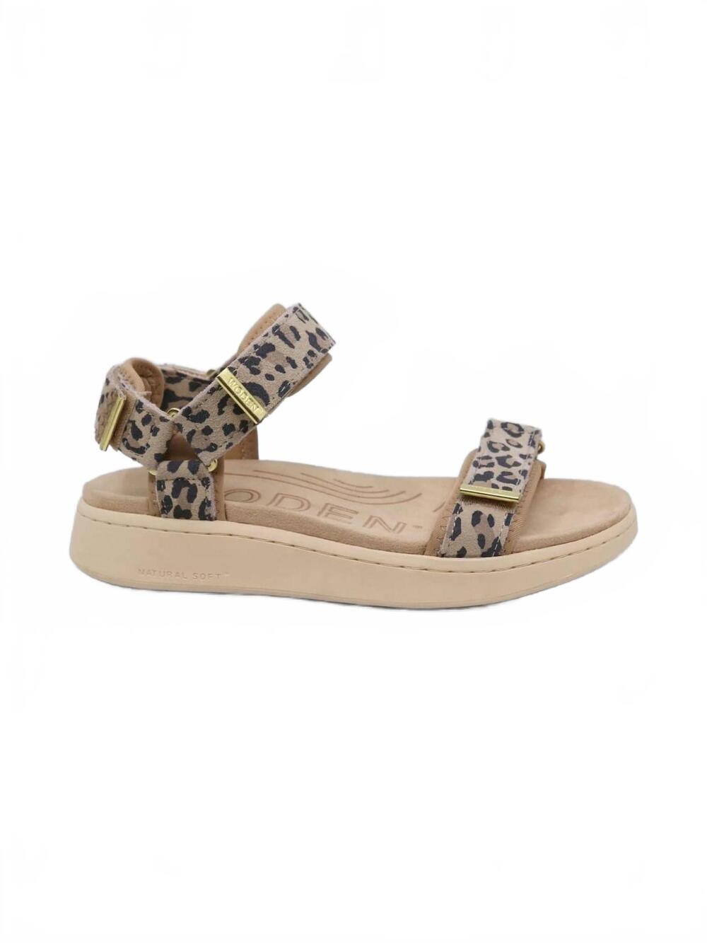 NEW WODEN women's line suede sandals in leopard
